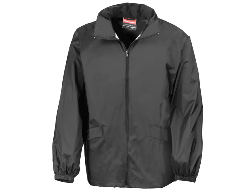 Result Mens Lightweight Windcheater in a Bag Showerproof Windproof Jacket (Concealed Hood) (Black) - BC938