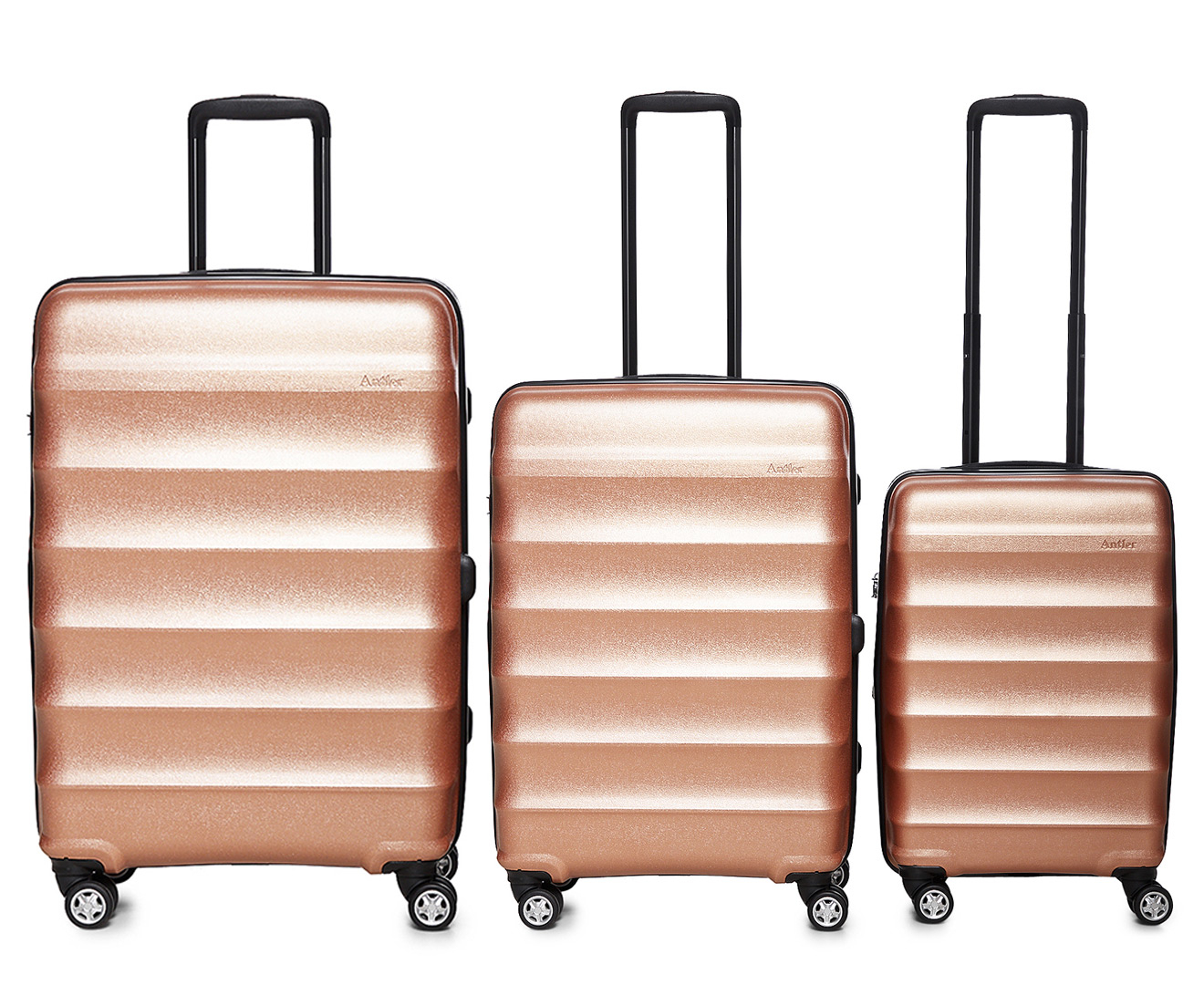 Antler 3-Piece Juno Metallic DLX Hardcase Luggage/Suitcase Set - Rose ...