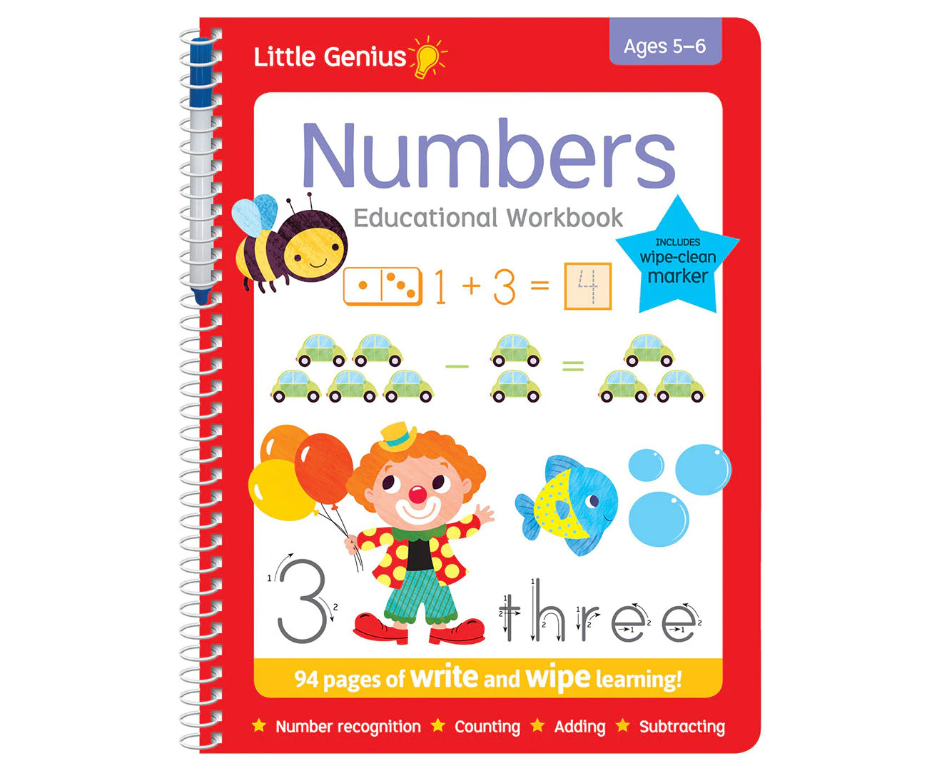 Numbers Educational Write & Wipe Activity Workbook by Little Genius