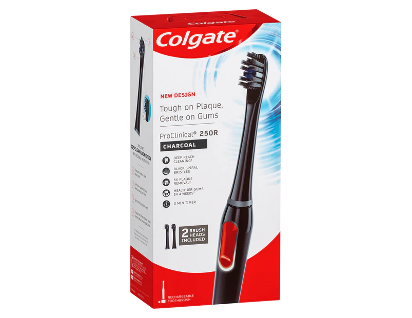 Colgate ProClinical 250R Charcoal Black Rechargeable Electric Toothbrush - Soft