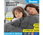 DreamZ Weighted Blanket 10KG Heavy Gravity Deep Relax Adults Cotton Cover Grey