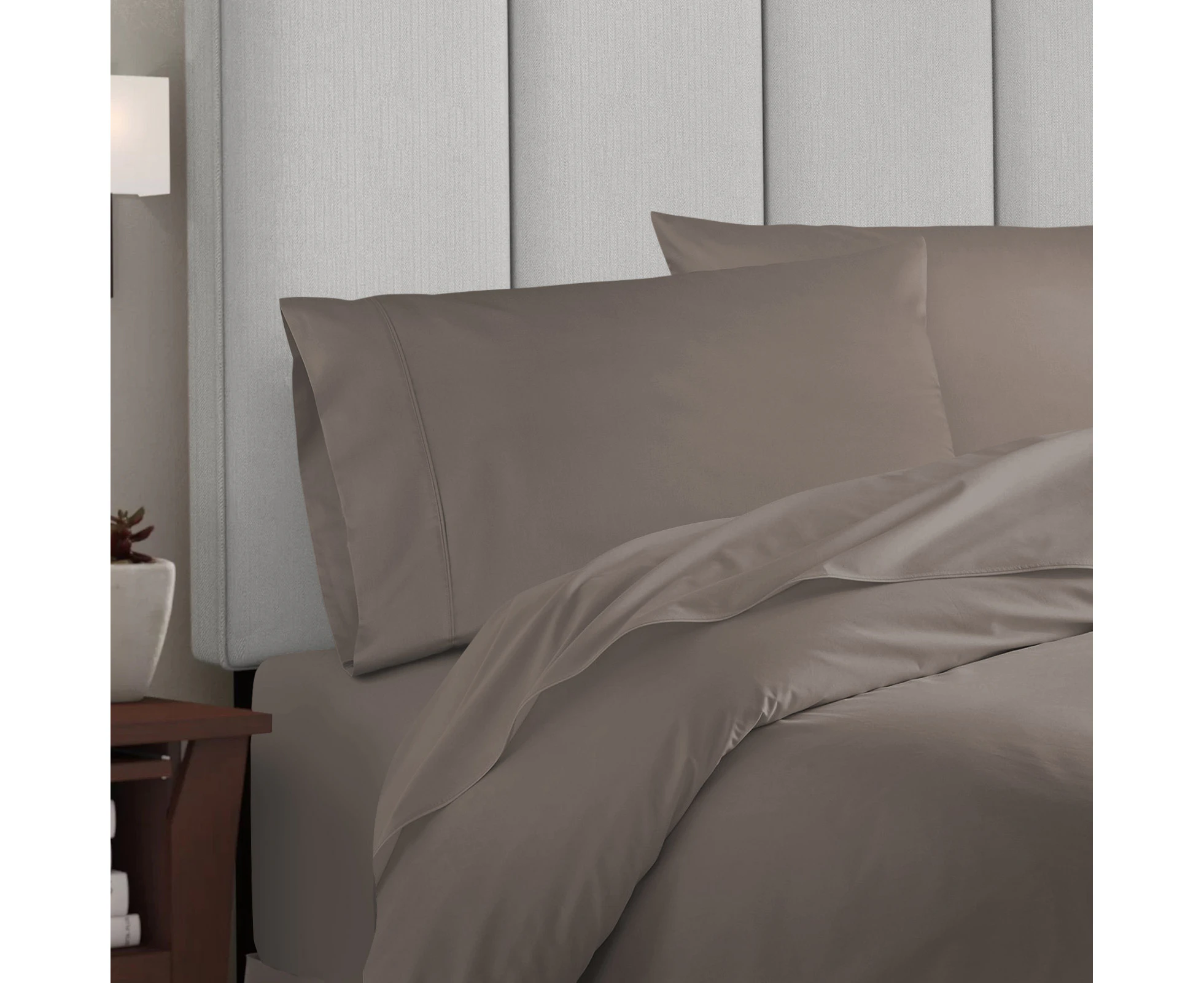 Balmain 1000 Thread Count Hotel Grade Bamboo Cotton Quilt Cover Pillowcases Set - Pewter