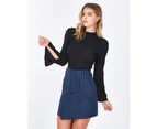 Calli Women's Tora Panelled Mini-Skirt - Navy W/ Stripes