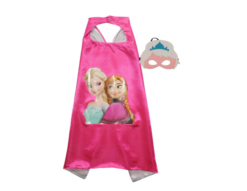 Traindrops Boys and Girl's Frozen Cape and Mask Dress Up Costume - Anna and Elsa - Pink