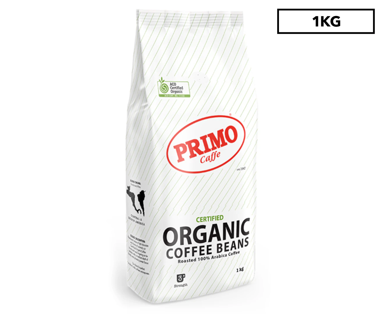 Primo Caffe Certified Organic 1kg Coffee Beans Medium Roast Intsy 3 Hot Drink