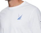 Nautica Men's Blue Sail Wheel Graphic Tee / T-Shirt / Tshirt - Bright White