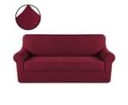 Sofa Cover Stretch 1 2 3 Seater Easy Fit Lounge Couch Super Quality Slipcovers - Burgundy Red 1
