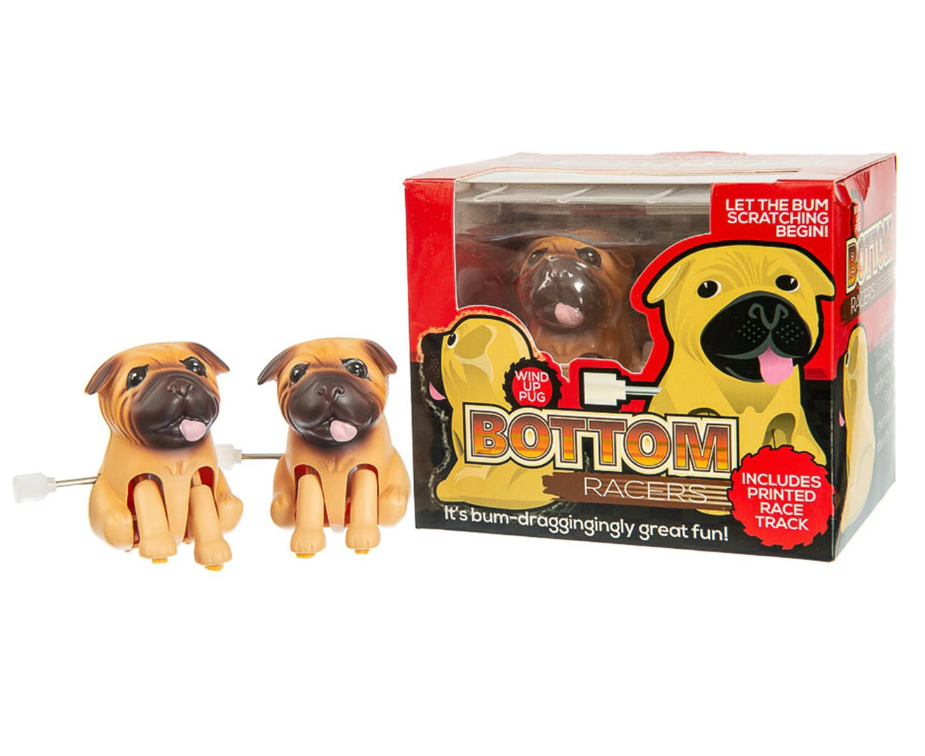 Funtime 12cm Bottom Racers Racing Pugs/Dogs Kids/Children Interactive Toy 3y+