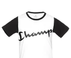 Champion Girls' Short Sleeve Tee / T-Shirt / Tshirt - White/Black