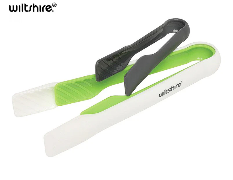 Wiltshire Kitchen Tongs 3-Pack - White/Green/Black