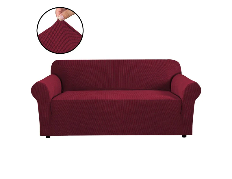 Easy Fit Stretch 1/2/3/ Seater Sofa Covers Couch Covers Sofa Slipcover Lounge Covers Furniture Slipcover Protector Cover, Burgundy Red