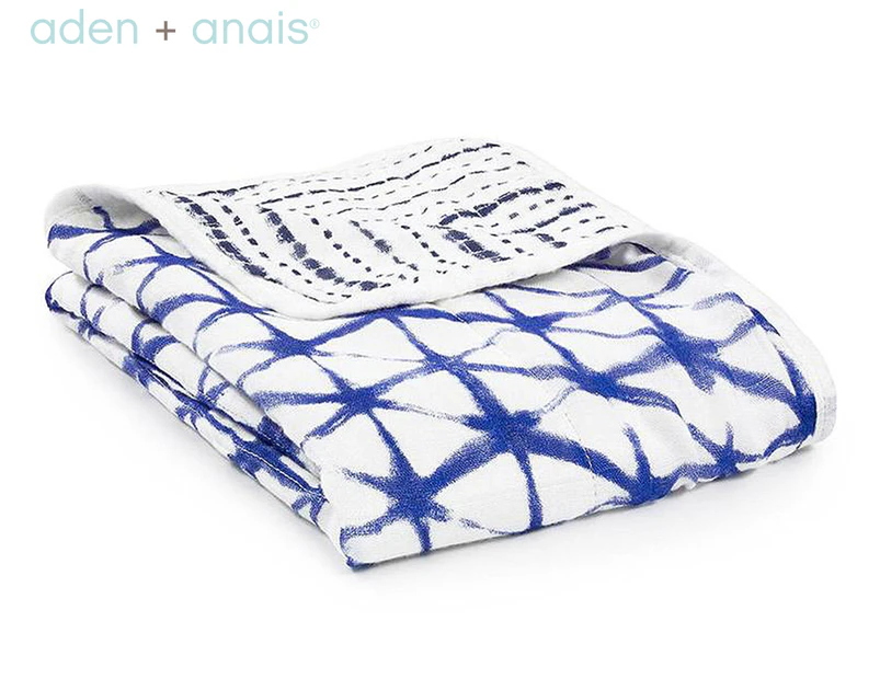 Aden + Anais 70x70cm Silky Soft Bamboo Stroller Blanket - Shibori Indigo