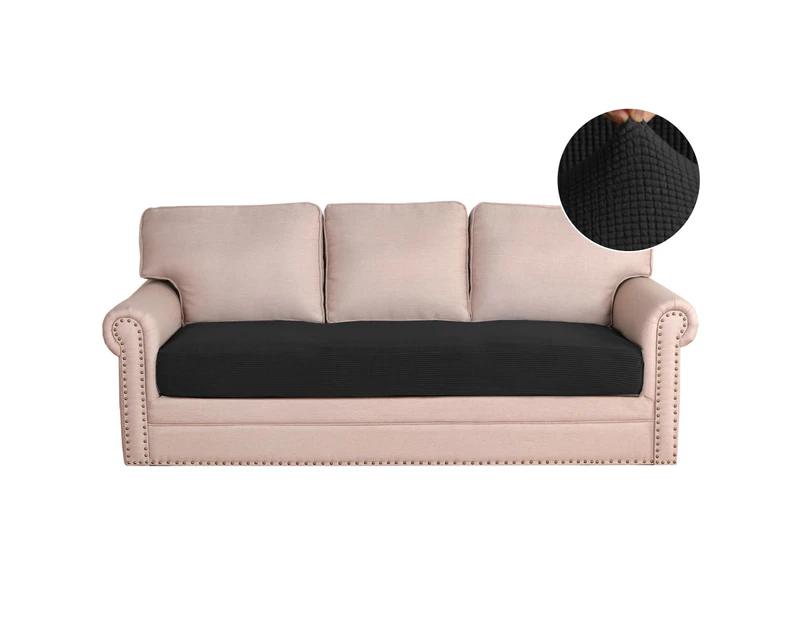 High Stretch Sofa Seat Cushion Cover Easy Fit Non Slip Soft Thick 1/2/3 Seat Cover for Cushion, Prevent Dirty and Brand New, Multi Sizes and Colors - Black