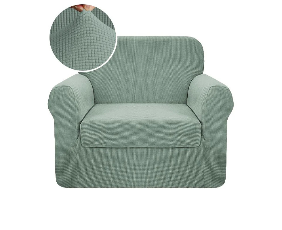 2-Piece Spandex Fabric Stretch Sofa Slipcover for One Seater, Anti-Slip Sofa Chair Cover, Machine Washable Furniture Protector (1 Seater, Sage)