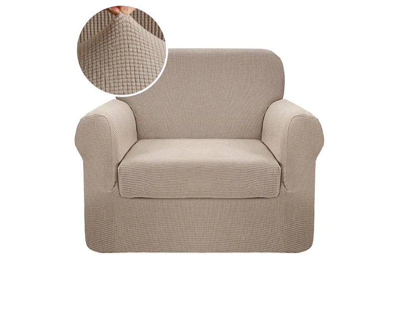Stretch Sofa Covers Couch Cover Sofa Slipcovers Furniture Cover, 2 Pieces Style Sofa Chair Protector Cover,Thick Soft,1 Seater, Sand Color