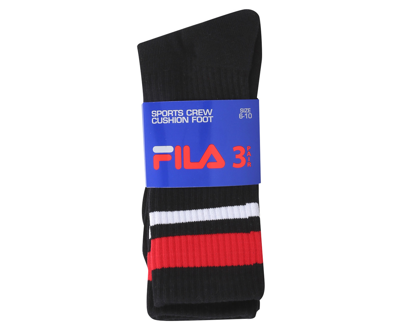 Fila Men's Heritage Sports Crew Socks 3-Pack - Black | Catch.co.nz