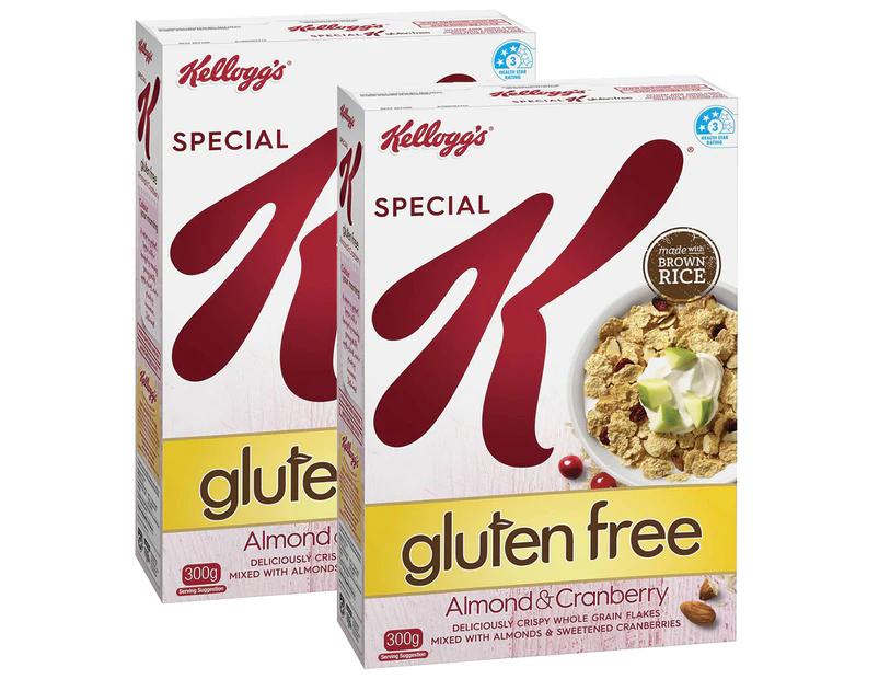 2 x Kellogg's Special K Gluten Free Cereal Almond & Cranberry 300g