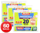 3 x 20pk Multix Resealable Medium Freezer Bags