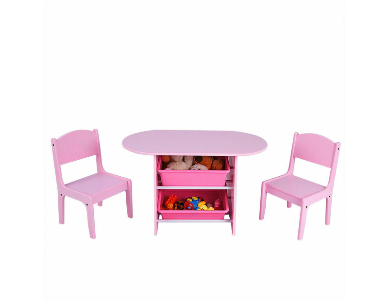 Kids Table and Chairs Set Study Desk Play Table Storage Activity Desk Toy Box Game Table with 2 Drawers