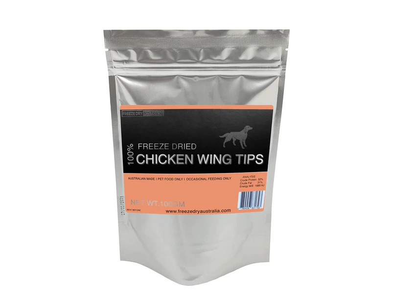 Australian Freeze Dried Whole Chicken Wing Tips Natural Treats for Cats & Dogs 100g