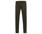 Egomilano Mens Chino Long Pants Solid Slim Fit Casual Smart Wear -Dark Olive