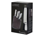 6pc Stanley Rogers Modern Steel Metallic Mocha Kitchen Chef Knife Block Set