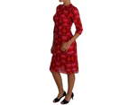 Dolce & Gabbana Floral Crochet Lace Red Pink Sheath Dress Women Clothing Dresses