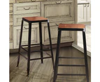 Levede Bar Stools Vintage Kitchen Stool Wooden Chairs Industrial Barstools Metal