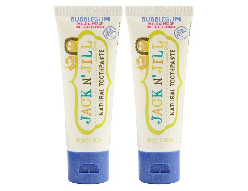 2 x Jack n' Jill Natural Toothpaste Bubble Gum 50g