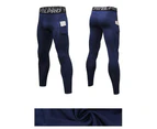 WIWU Men Compression Pants Sports Tights Leggings Base Layers Workout Running - Navy Blue
