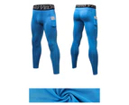 WIWU Men Compression Pants Sports Tights Leggings Base Layers Workout Running - Blue