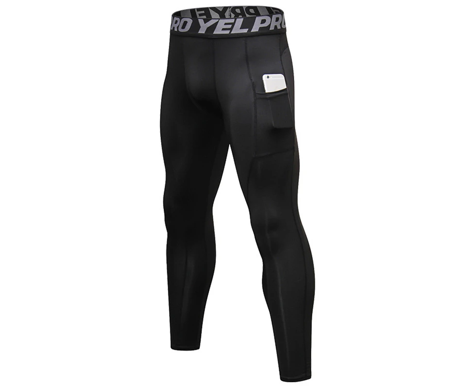 WIWU Men Compression Pants Sports Tights Leggings Base Layers Workout Running - Black