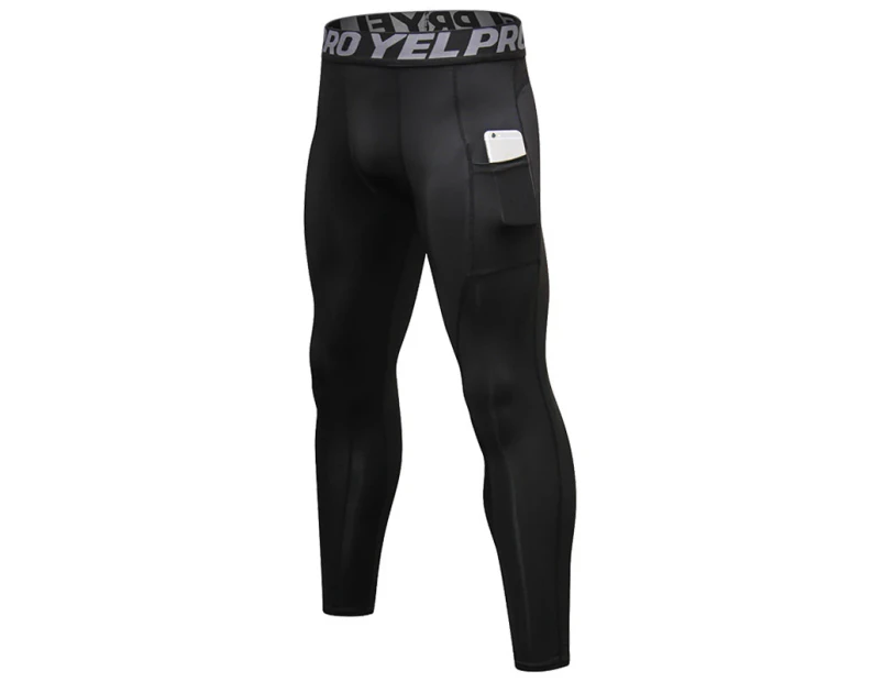 WIWU Men Compression Pants Sports Tights Leggings Base Layers Workout Running - Black