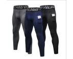 WIWU 3 Packs Men Compression Pants Sports Tights Leggings Base Layers Workout Running - Black & Grey & Navy