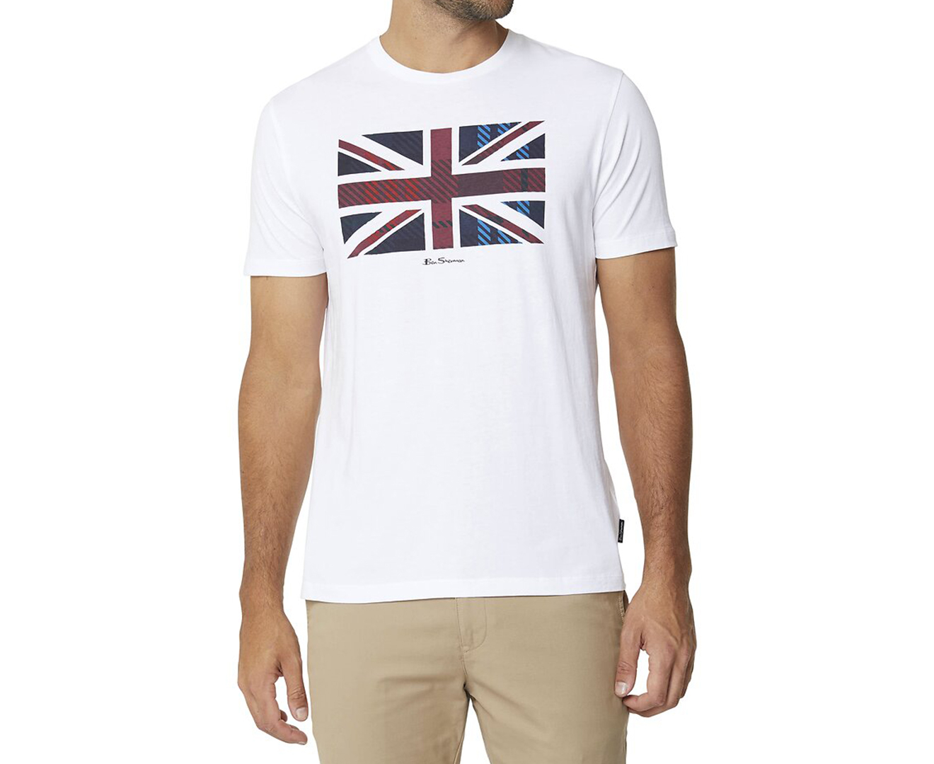 Ben Sherman Men's Tartan Union Jack Tee / T-Shirt / Tshirt - White ...