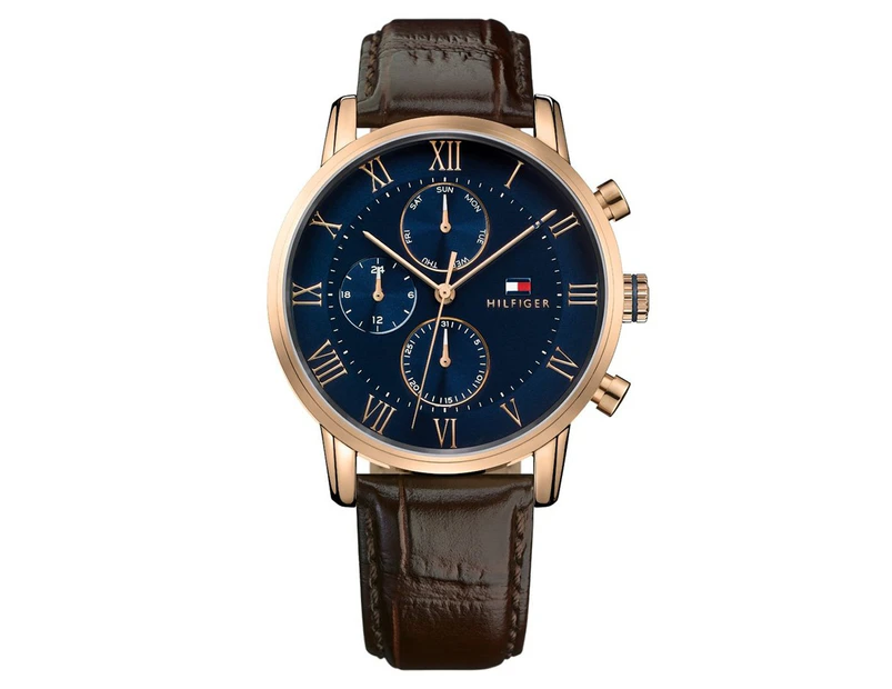 Tommy Hilfiger Men's 44mm Kane Leather Chronograph Watch - Brown