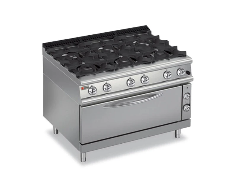 Baron Six Burner Gas Cook Top With Full Length Oven - Silver