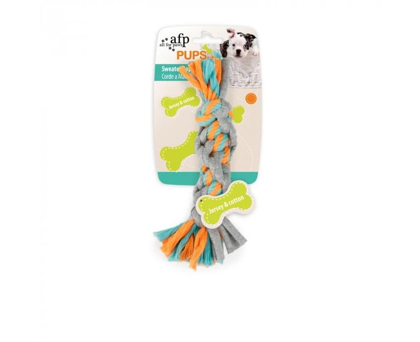 Puppy Chew Rope Toy - Dog Knotted Braided Rag Cotton Jersey Teething Play AFP