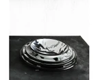 Bornn : Enamelware Marble Small Flat Plate 21cm Black