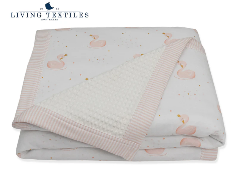 Living Textiles 120x110cm Waffle Jersey Cot Blanket - Swan Princess