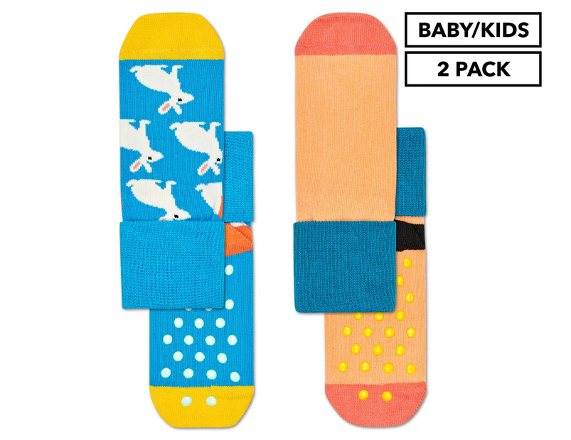 Happy Socks Baby/Kids' Bunny Anti-Slip Socks 2-Pack - Blue/Multi
