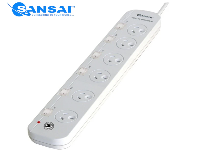 Sansai 6-Outlet Power Board w/ Surge Protector