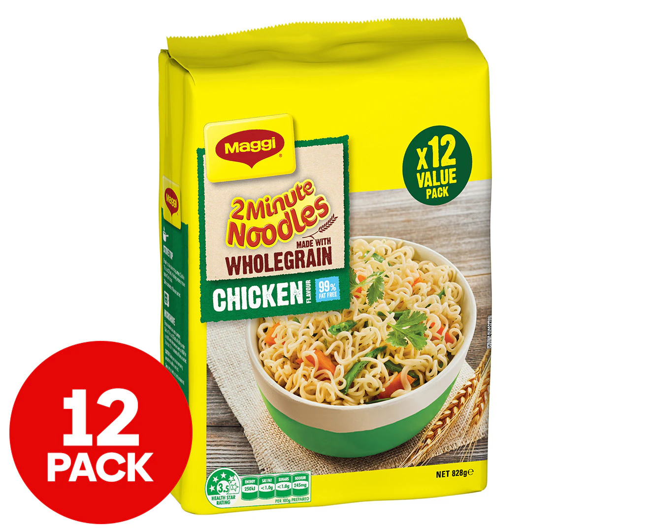 12 x Maggi 2 Minute Noodles Wholegrain Chicken 69g