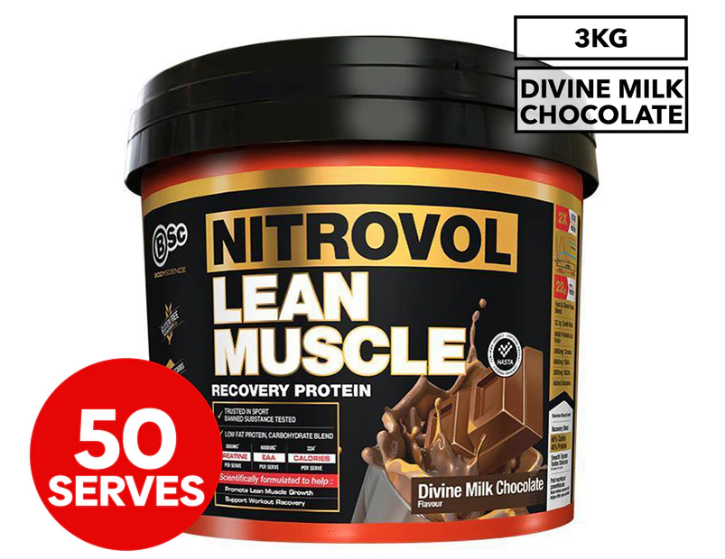 BSc Nitrovol Lean Muscle Recovery Protein Powder Milk Chocolate 3kg