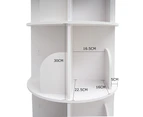 5 Tiers Versatile Round Wooden Rotating Swivel Bookshelf Bookcase Cabinet White 159CM