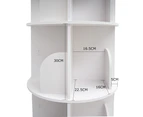 4 Tiers Versatile Round Wooden Rotating Swivel Bookshelf Bookcase Cabinet White 128CM