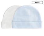 Playette Babies' Bamboo Caps 2pk - Blue/White
