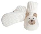 Playette Baby Novelty Knitted Bootie Socks - Cream Bear