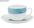 Ecology 275mL Watercolour Cup & Saucer Set - Aqua/White
