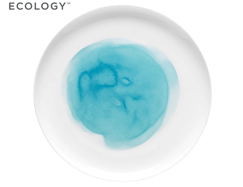 6 x Ecology 27cm Watercolour Dinner Plate - Aqua/White